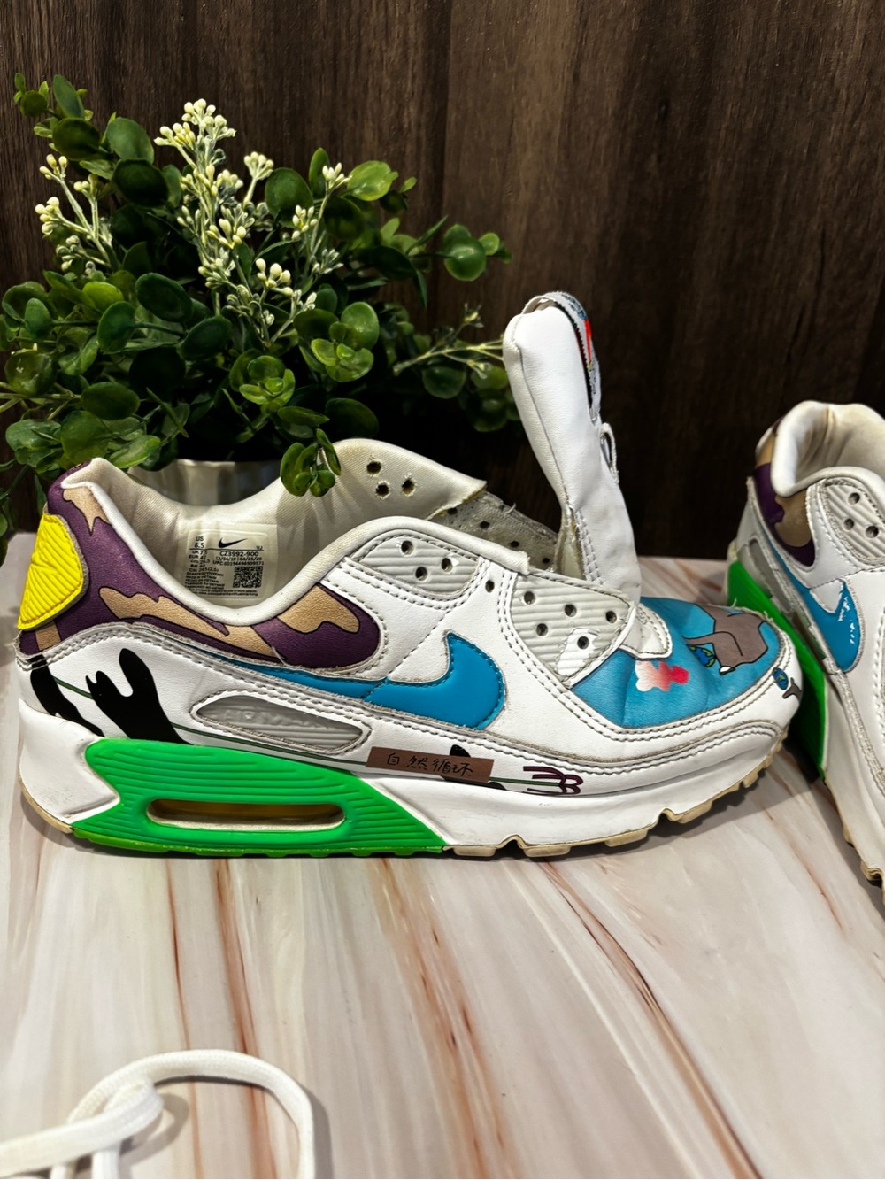 Nike White Teal Purple Green Graphic Low-Top Flats - Picture 5 of 16